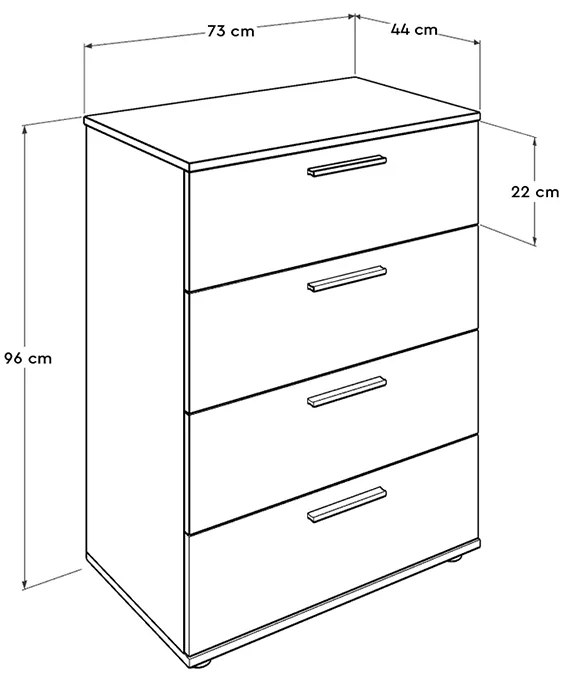 Συρταριέρα Trendline Megapap σε χρώμα καρυδί 73x44x96εκ. - GP009-0091 - GP009-0091