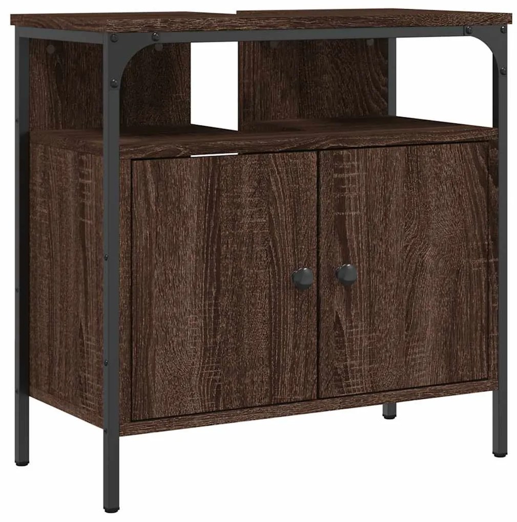vidaXL Ντουλάπι Νιπτήρα Μπάνιου Καφέ Δρυς 60x30x60 εκ. Επεξ. Ξύλο