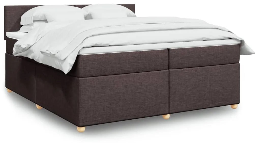 vidaXL Κρεβάτι Boxspring με Στρώμα Σκούρο Καφέ 200x200 εκ. Υφασμάτινο