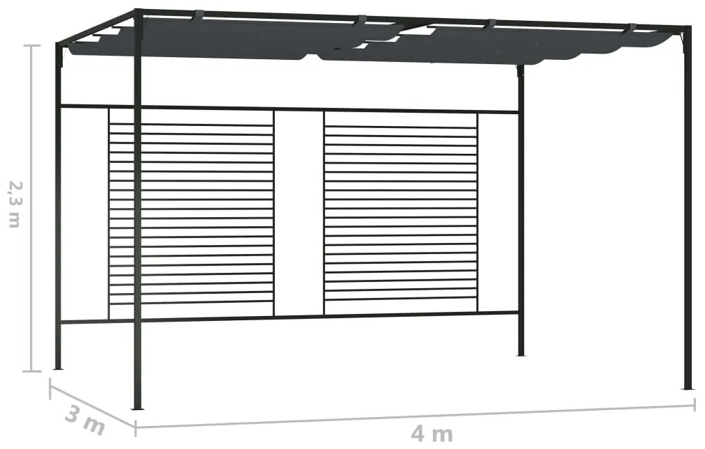 vidaXL Πέργκολα με Πτυσσόμενη Οροφή Ανθρακί 4 x 3 x 2,3 μ. 180 γρ./μ²