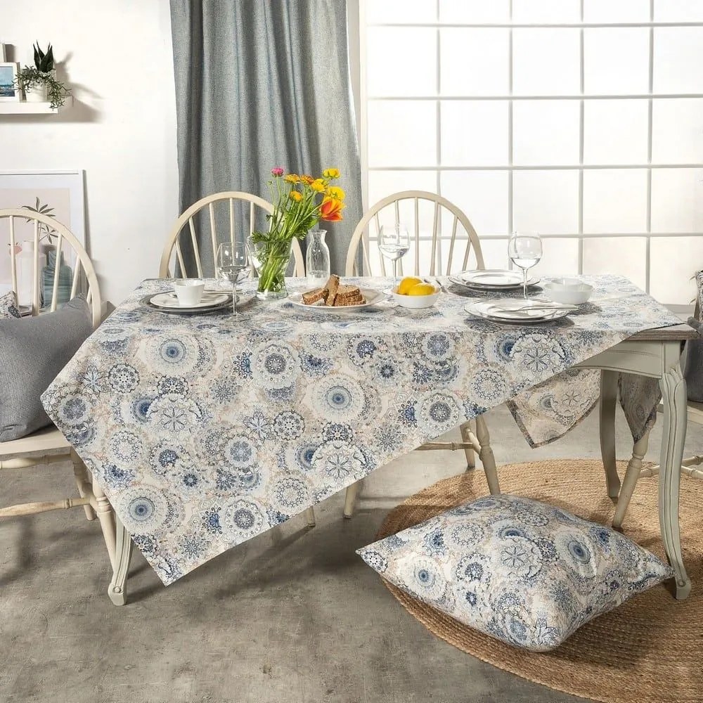 Τραπεζομάντηλο Serrano Grey-Blue Teoran 135X180cm Βαμβάκι-Πολυέστερ