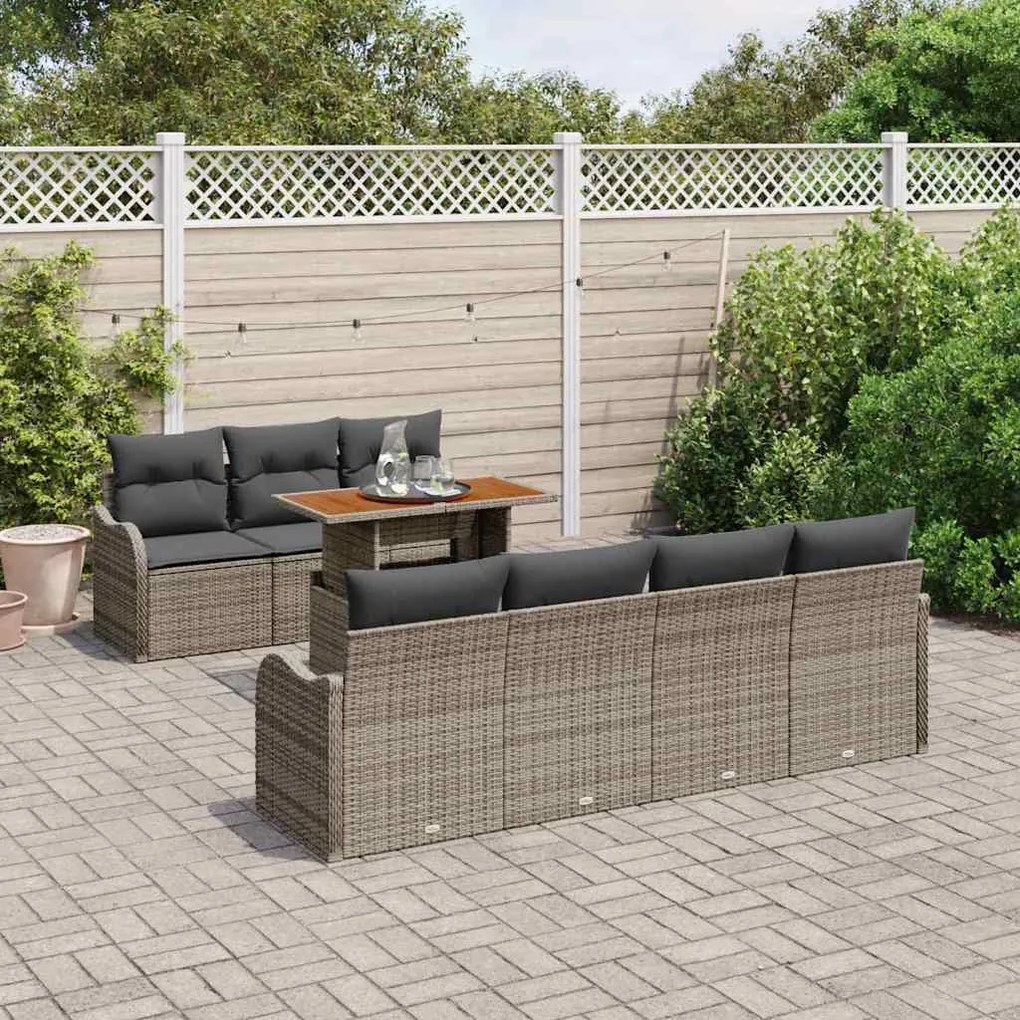 vidaXL Σετ Καναπέ Κήπου με μαξιλάρι 8 pcs Γκρι 100 x 55 x 73 εκ