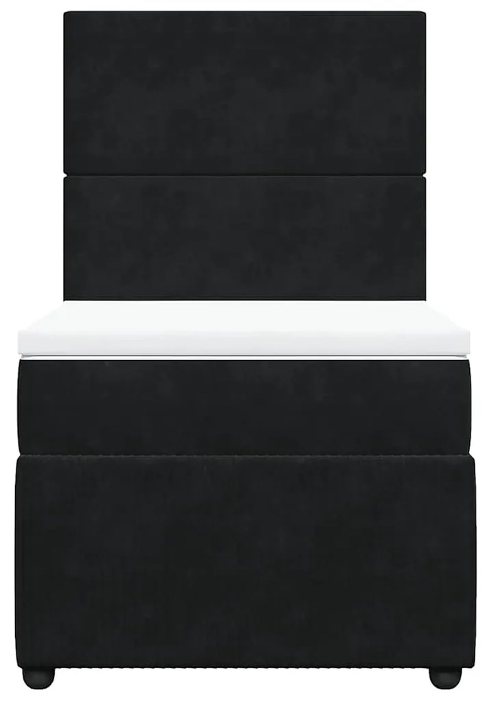 vidaXL Κρεβάτι Boxspring με Στρώμα Μαύρο 100x200 εκ. Βελούδινο