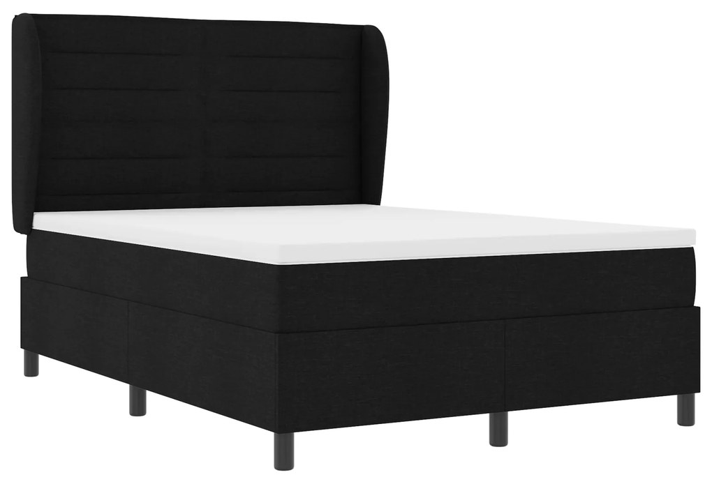 vidaXL Κρεβάτι Box Spring με Στρώμα Μαύρο 160x200 εκ. Υφασμα