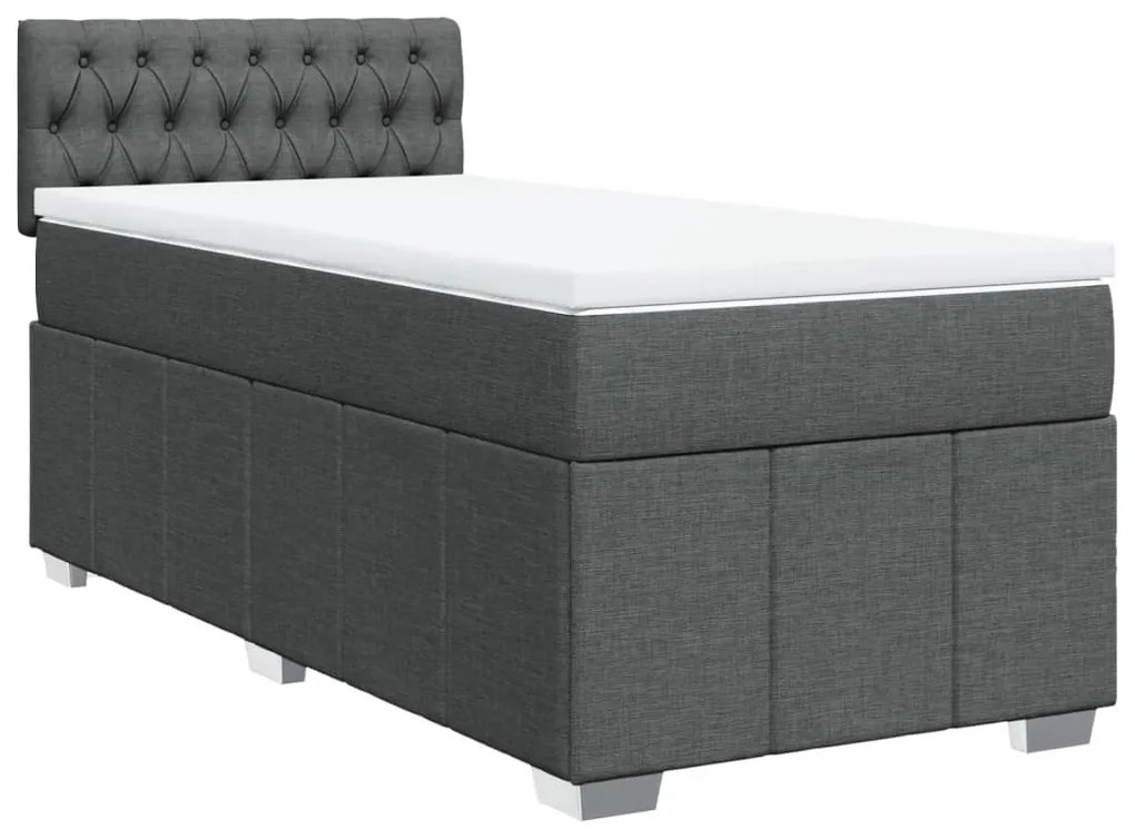 vidaXL Κρεβάτι Boxspring με Στρώμα Σκούρο Γκρι 80x200 εκ. Υφασμάτινο