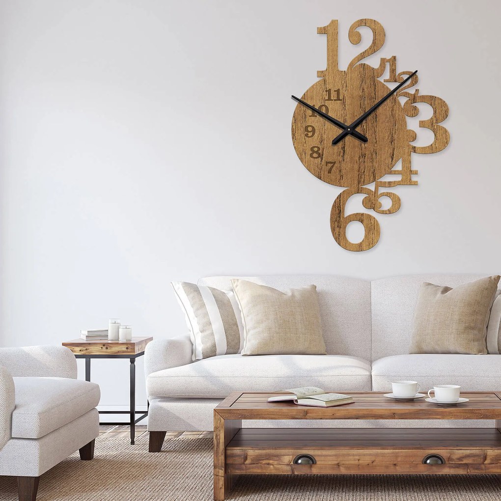 Ρολόι τοίχου  εσωτερικού χώρου ξύλινο clock3 - Clock3-Καστανιά, 1mx1m