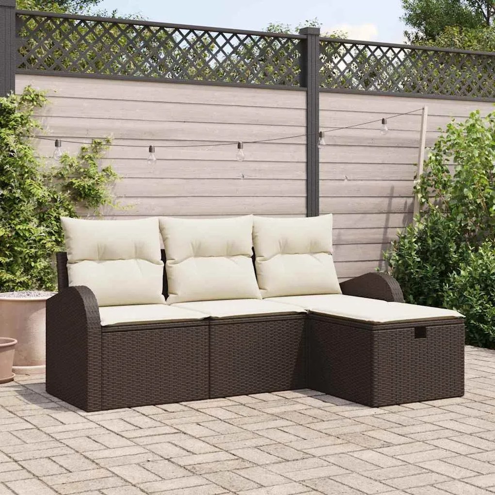 vidaXL Σετ Καναπέ Κήπου 4 pcs Καφέ και κρεμ 179 x 117 x 85 εκ.