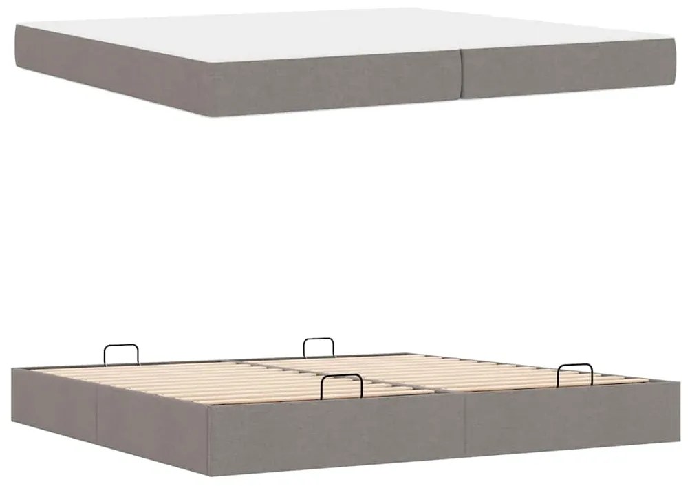 vidaXL Σκελετός Κρεβατιού με αποθήκευση Taupe 200 x 200 cm ύφασμα