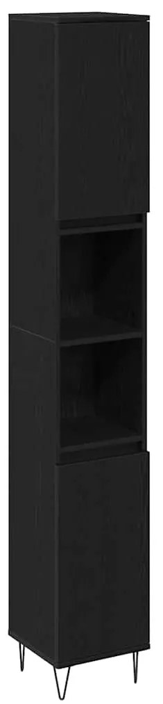 vidaXL Σετ Επίπλων Μπάνιου με πόρτα 3 pcs Μαύρη Οξυά 30 x 30 x 180 cm