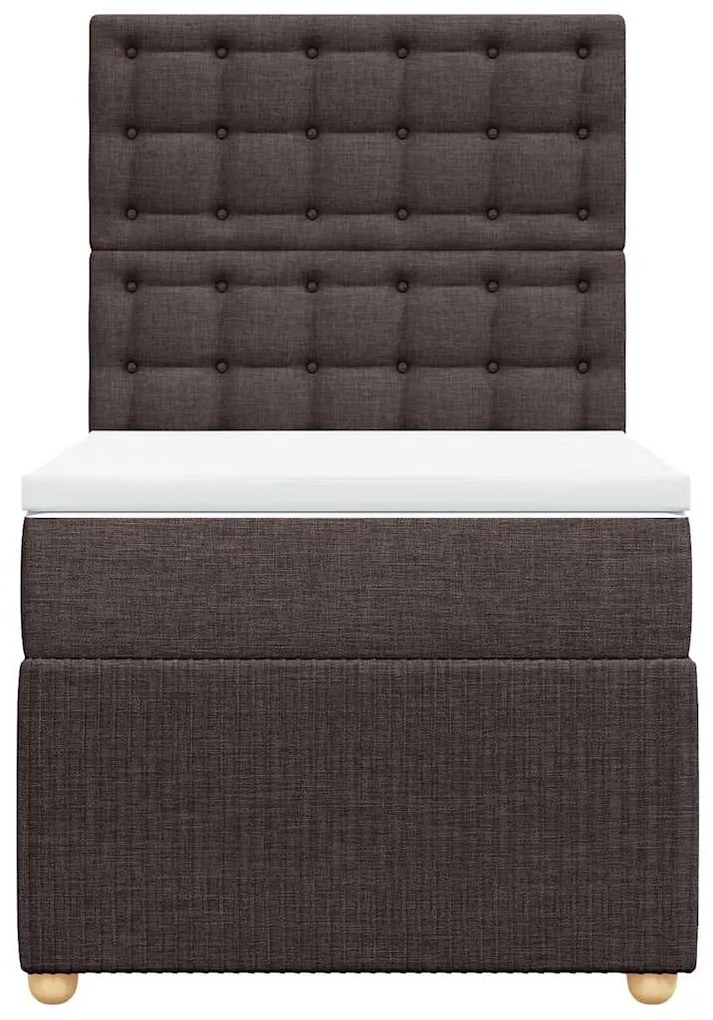 vidaXL Κρεβάτι Boxspring με Στρώμα Σκούρο Καφέ 90x200 εκ. Υφασμάτινο