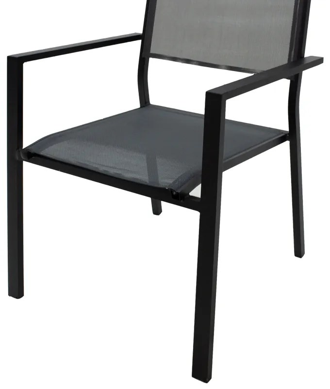 Τραπεζαρία Moly - Kliton σετ 5τεμ pakoworld ανθρακί και μαύρο αλουμίνιο-textilene σε ανθρακί απόχρωση 80x80x74εκ