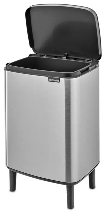 Κάδος Brabantia Bo Small Hi 1006650, 12 l, Ομαλό και αθόρυβο άνοιγμα, Αντιολισθητική βάση, Ανθεκτικό στα δακτυλικά αποτυπώματα, Inox