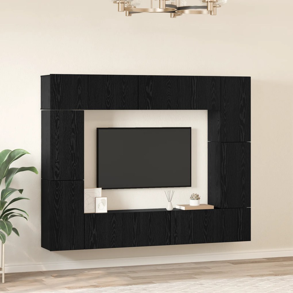 vidaXL Σετ επίπλου τηλεόρασης 8 pcs Μαύρη Δρυς 80 x 30 x 30.5 εκ