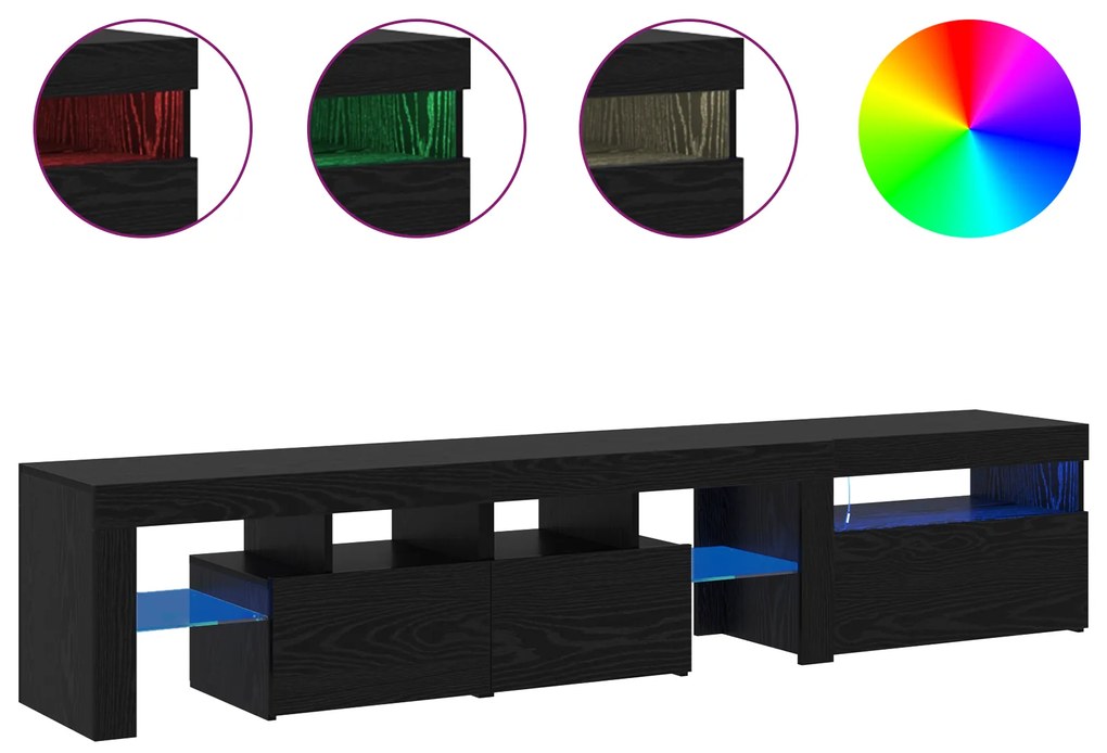vidaXL Σετ Βαθμολογικών Κέντρων 2 τμχ με Φώτα LED Μαύρος Δρυς Επεξεργασμένο Ξύλο