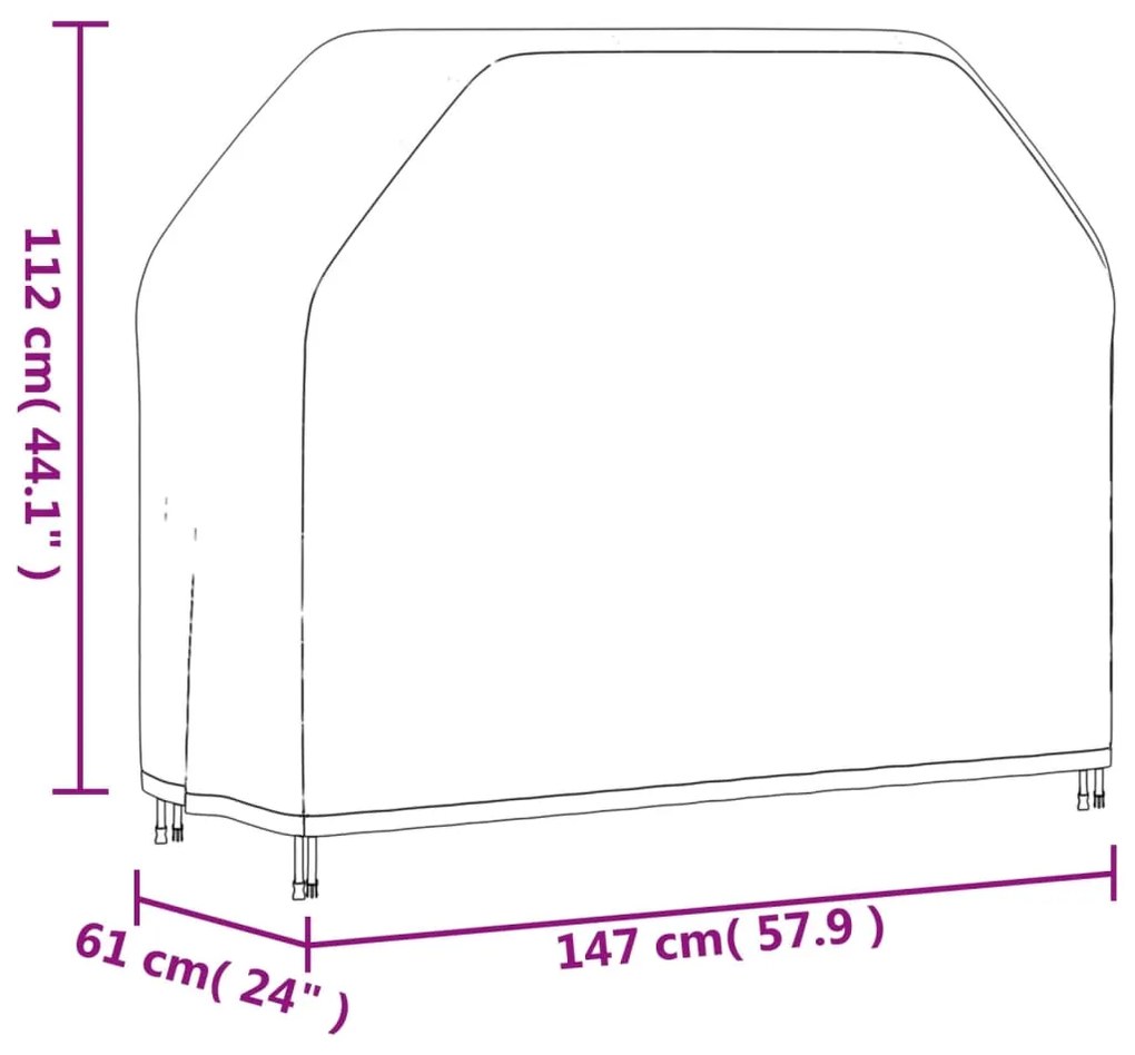 Καλύμματα Ψησταριάς 2 τεμ. 147x61x112 εκ. Ύφασμα Oxford 420D - Μαύρο