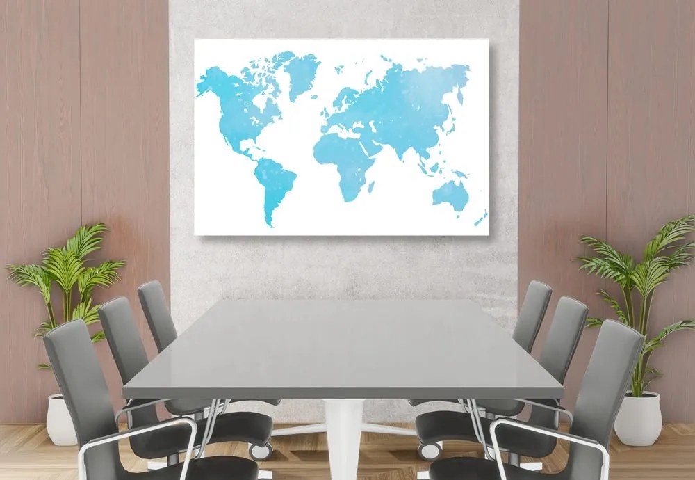 Εικόνα στον παγκόσμιο χάρτη φελλού σε μπλε απόχρωση - 120x80  arrow