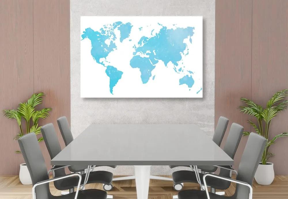Εικόνα στον παγκόσμιο χάρτη φελλού σε μπλε απόχρωση - 90x60