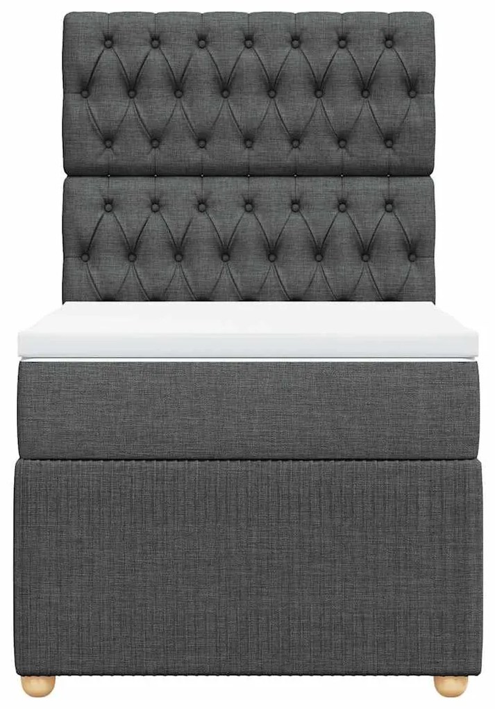 vidaXL Κρεβάτι Boxspring με Στρώμα Σκούρο Γκρι 100x200 εκ. Υφασμάτινο
