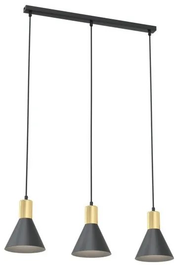 Κρεμαστό Φωτιστικό Οροφής 3xE27 60cm Rosa Emibig -1388/3-Μαύρο-Χρυσό 1388/3