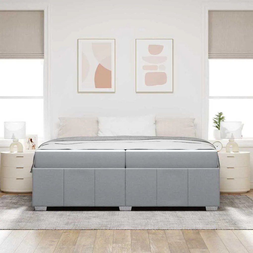 vidaXL Σκελετός Κρεβατιού Ανοιχτό γκρι 200 x 200 cm ύφασμα