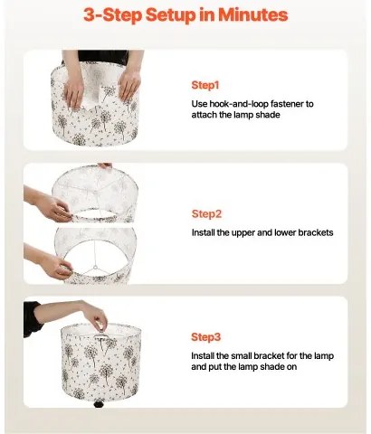 VEVOR Drum Lamp Shade 2 Set 13 x 13 x 10 in Lampshade (Light Dandelion Pattern)