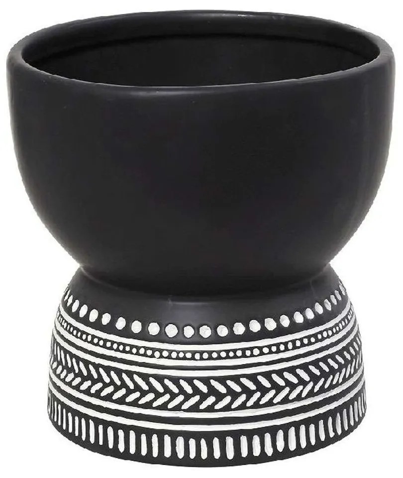 Διακοσμητικό Μπωλ Tribal CER2309 20,5x20,5x20cm Black-White Espiel κεραμικο