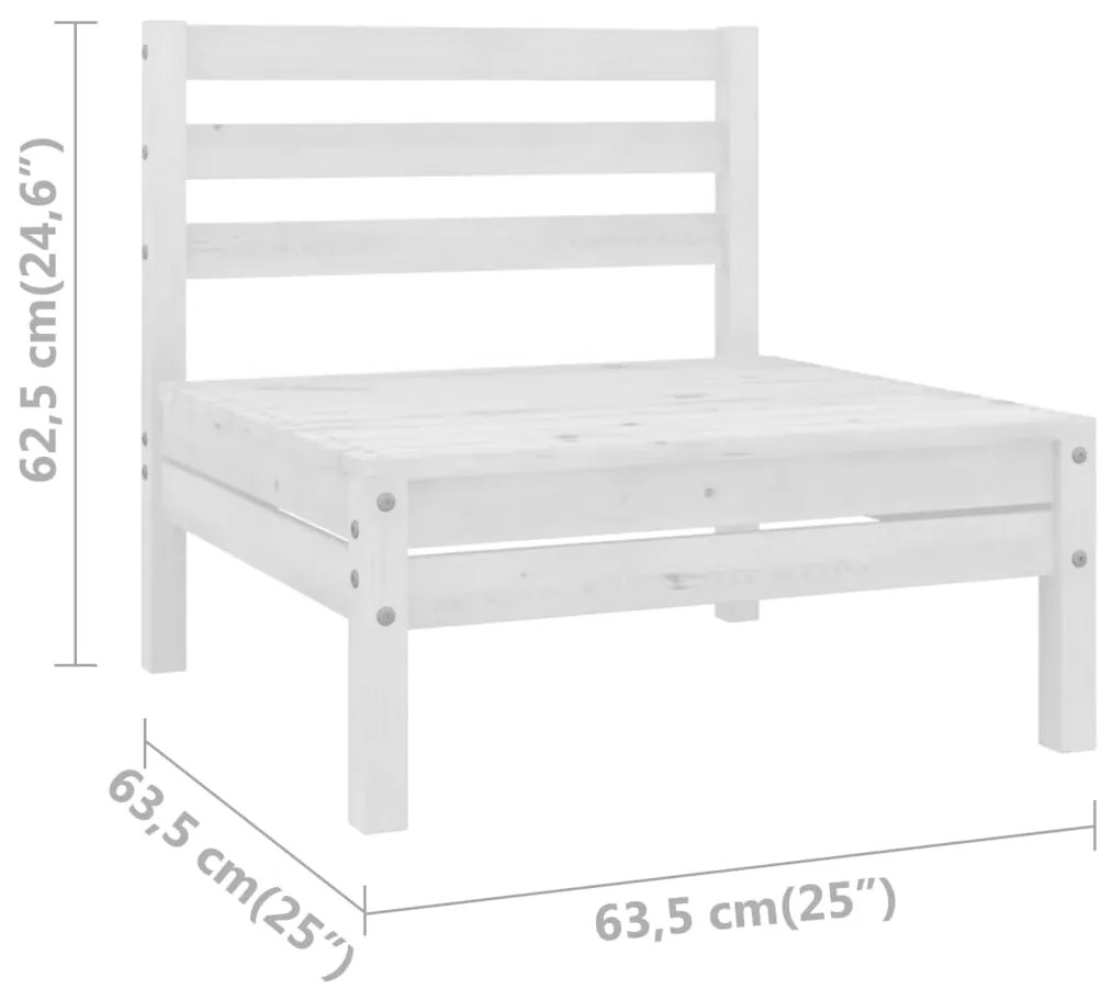 vidaXL Καναπέδες Κήπου Μεσαίοι 2 τεμ. Λευκοί από Μασίφ Ξύλο Πεύκου