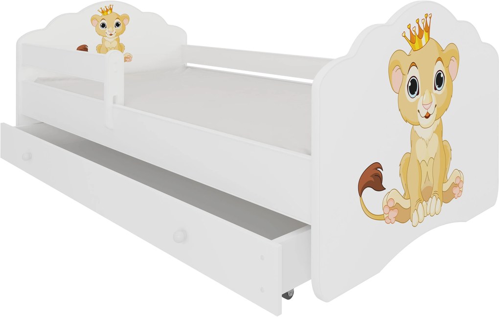 Παιδικό κρεβάτι Leomari-140 x 70-Με προστατευτικό-Leuko-Roz