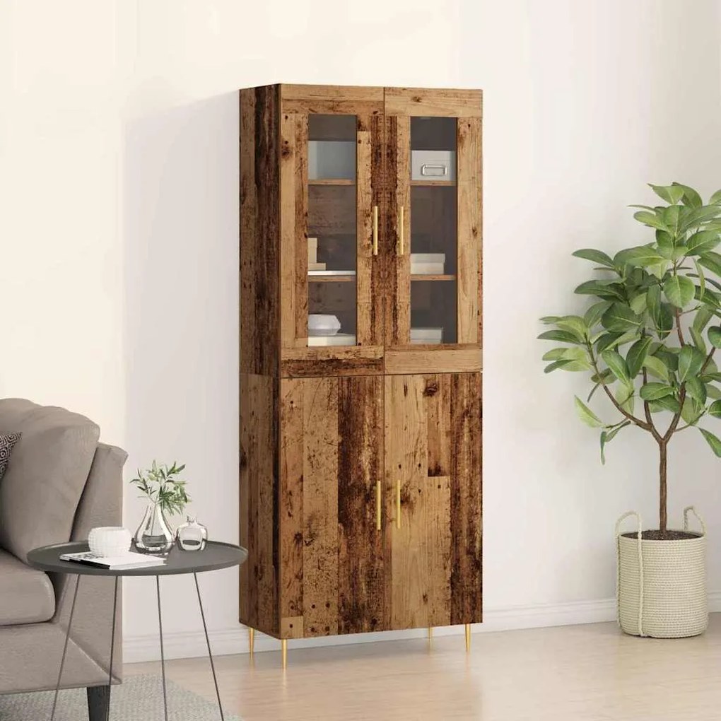 vidaXL Highboard Επιτοίχιο 2 pcs Παλαιό ξύλο 69.5 x 34 x 180 εκ.