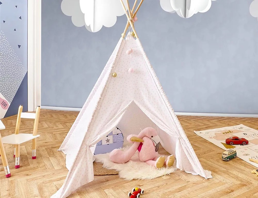 Παιδική Σκηνή Teepee Λευκή με διαστάσεις 120x120x160cm