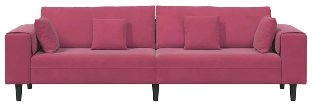 vidaXL Καναπές με μαξιλάρι Κόκκινο 250 x 77 x 76 εκ. Βελούδο