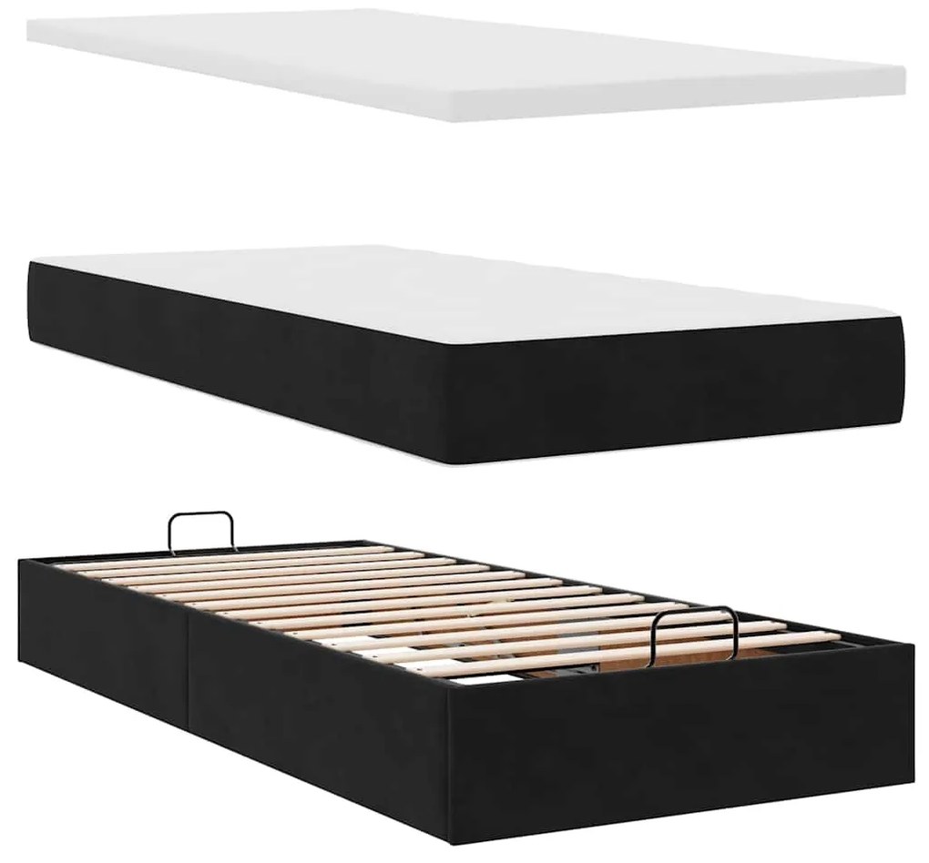 Οθωμανικό κρεβάτι με στρώματα Μαύρο 180x200cm Velvet 3312094