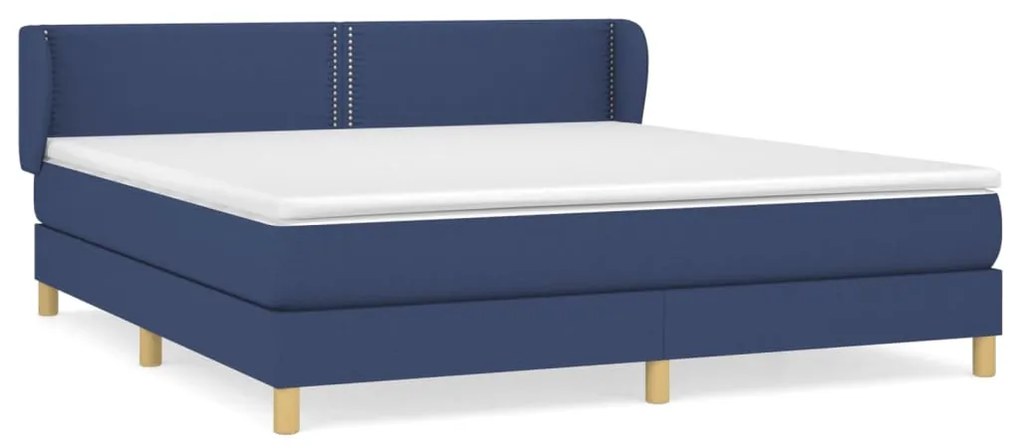 Κρεβάτι Boxspring με Στρώμα Μπλε 180x200 εκ. Υφασμάτινο - Μπλε