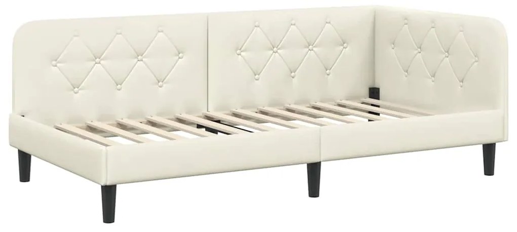 vidaXL Κρεβάτι Γωνίας με στρώμα με κεφαλάρι Κρεμ 100 x 200 cm Βελούδο