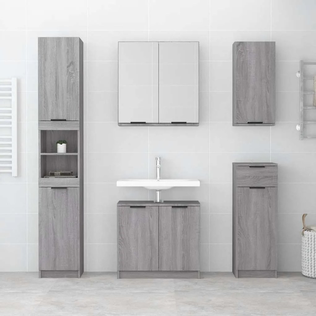 vidaXL Ντουλάπι Μπάνιου Γκρι sonoma 64,5x33,5x59 εκ Επεξεργασμένο Ξύλο