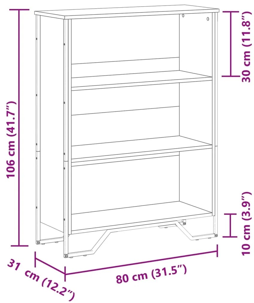 ΒΙΒΛΙΟΘΗΚΗ ΜΑΥΡΗ 80X31X106 ΕΚ. ΑΠΟ ΕΠΕΞΕΡΓΑΣΜΕΝΟ ΞΥΛΟ 848624