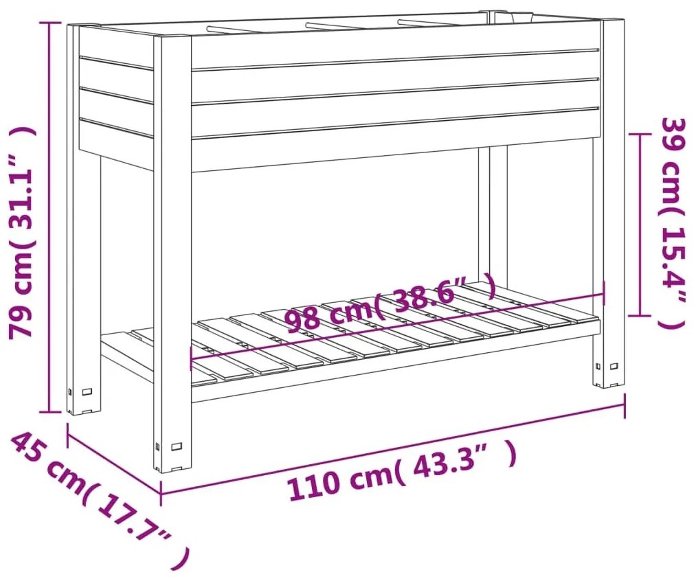 Ζαρντινιέρα Κήπου Υπερυψωμένη Λευκή 110x45x79 εκ. Πολυπρ/λένιο - Λευκό