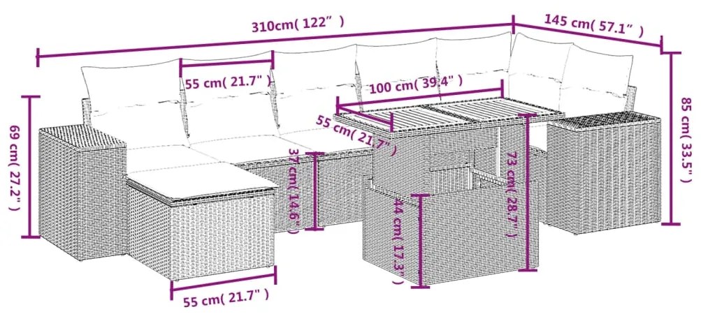 ΣΑΛΟΝΙ ΚΗΠΟΥ ΣΕΤ 8 ΤΕΜ. ΜΠΕΖ ΣΥΝΘΕΤΙΚΟ ΡΑΤΑΝ ΜΕ ΜΑΞΙΛΑΡΙΑ 3272745