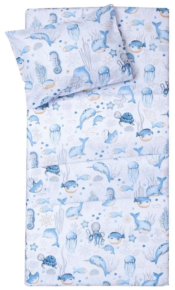 Πάπλωμα Βρεφικό Βυθός White-Blue Viopros 120x160cm 100% Cotton