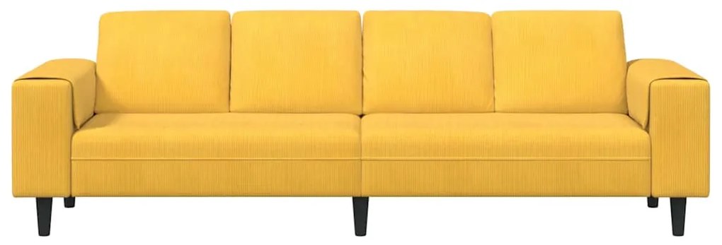 vidaXL Καναπές Απαλό Κίτρινο 250 x 77 x 76 εκ. Υφασμάτινο Κορντουρά