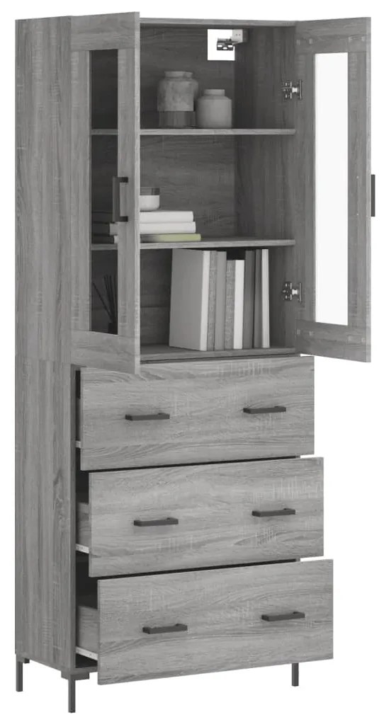 vidaXL Ντουλάπι Γκρι Sonoma 69,5 x 34 x 180 εκ. Επεξεργασμένο Ξύλο