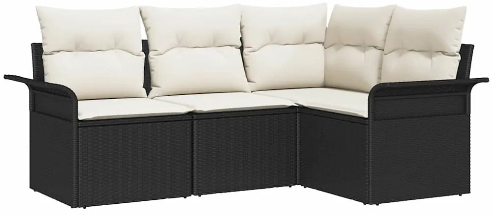 vidaXL Σετ Καναπέ Κήπου με μαξιλάρι 4 pcs Μαύρο συνθετικό ρατάν