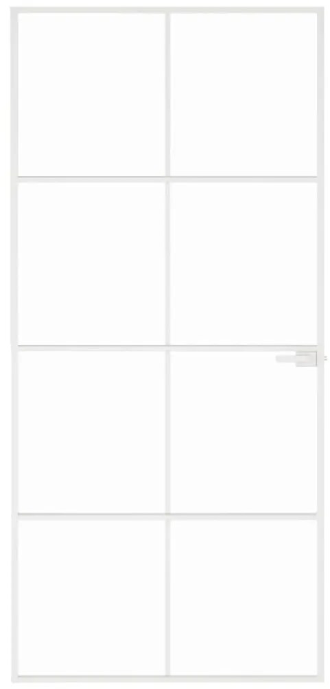 vidaXL Εσωτερική Πόρτα Λευκή 93x201,5 εκ. Ψημένο Γυαλί&amp;Λεπτό Αλουμίνιο