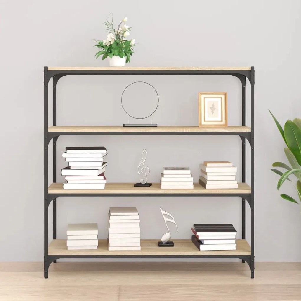 vidaXL Βιβλιοθήκη Sonoma Δρυς 100x33x100 εκ. Επεξεργ. Ξύλο &amp; Ατσάλι