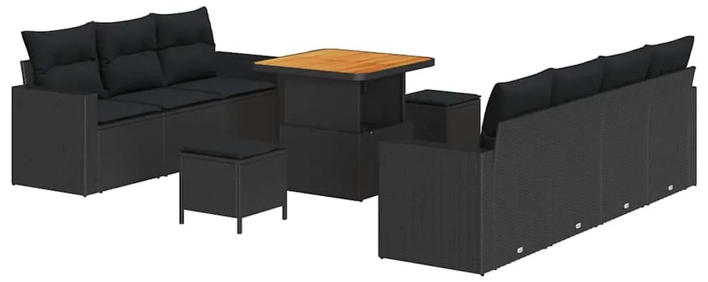 vidaXL Σετ Καναπέ Κήπου 10 pcs Μαύρο συνθετικό ρατάν