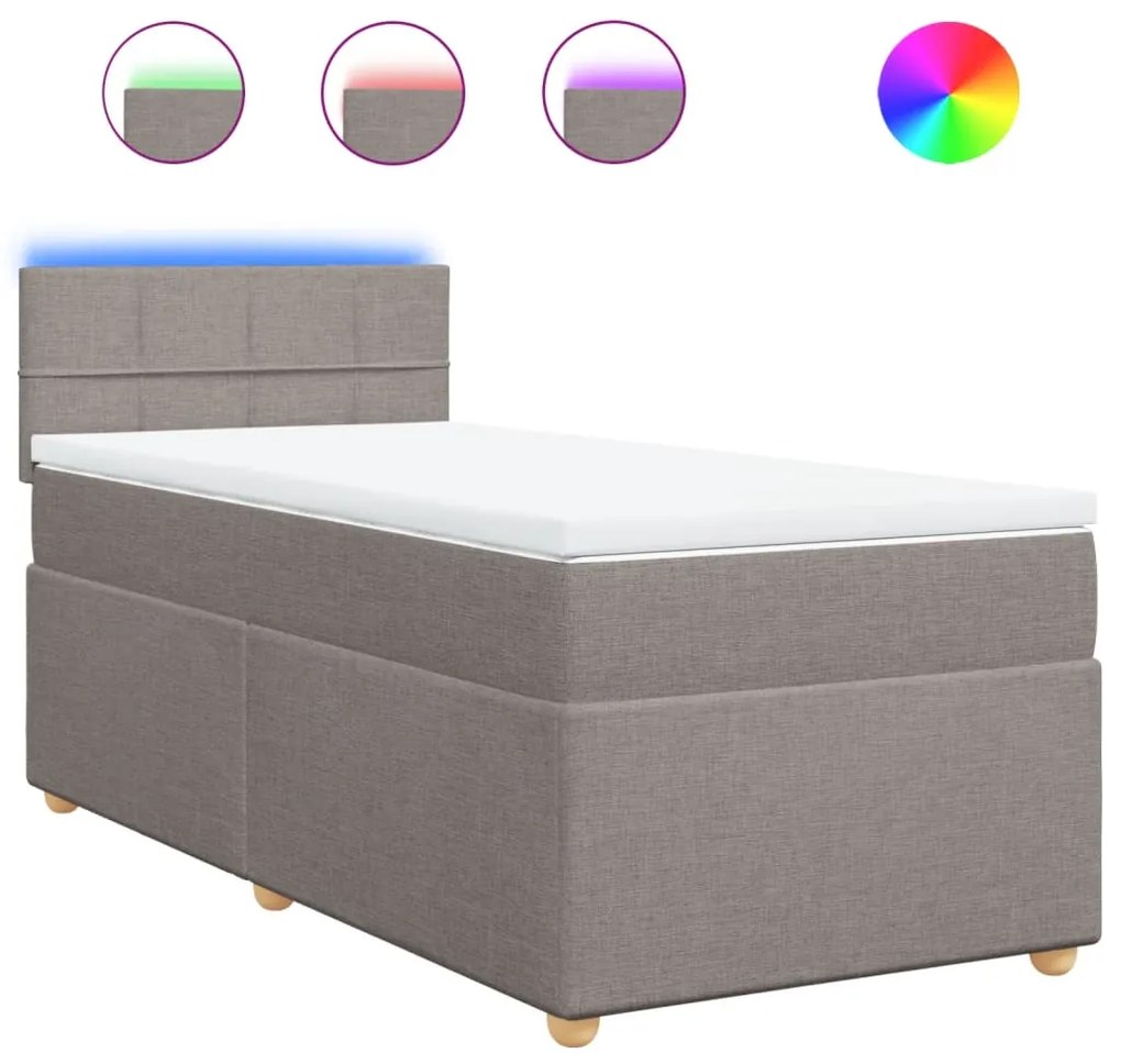 vidaXL Κρεβάτι Boxspring με Στρώμα Taupe 90x200 εκ. Υφασμάτινο