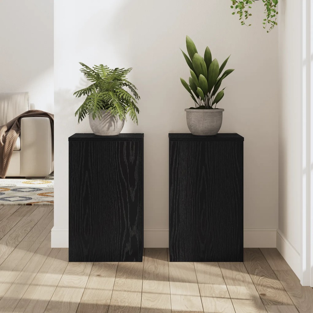 vidaXL Ράφια Φυτών 2 τεμάχια Μαύρης Δρυς 30x30x50 εκ. Σύνθετο Ξύλο