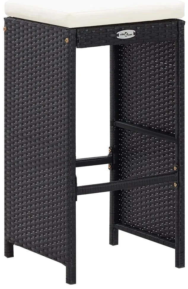 vidaXL Σετ Επίπλων Μπαρ Κήπου 7 τεμ Μαύρο Συνθετικό Ρατάν με Μαξιλάρια