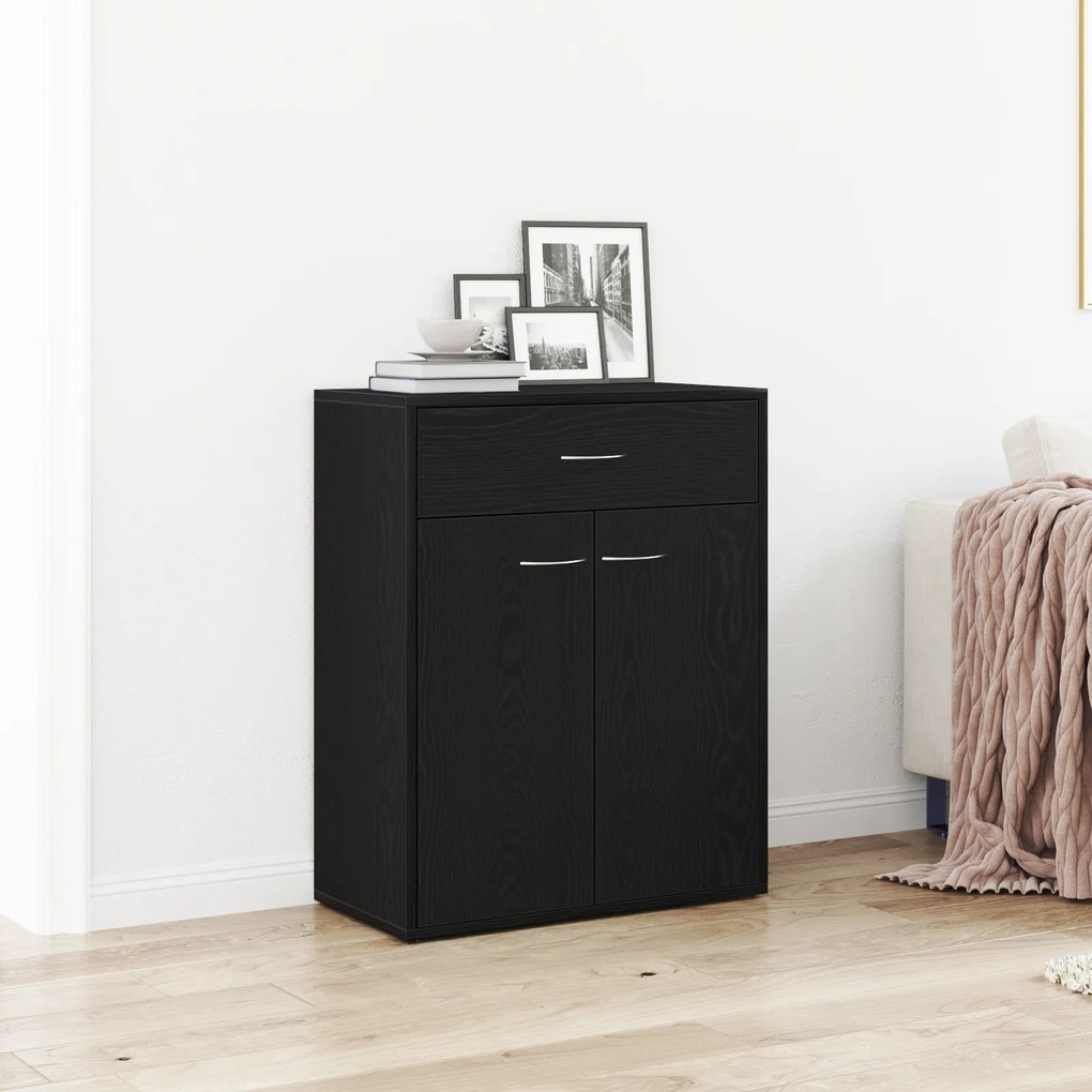 vidaXL Πλαϊνό Γραφείο Μαύρο Δρυς 60x30x75 εκ. Επεξεργασμένο Ξύλο