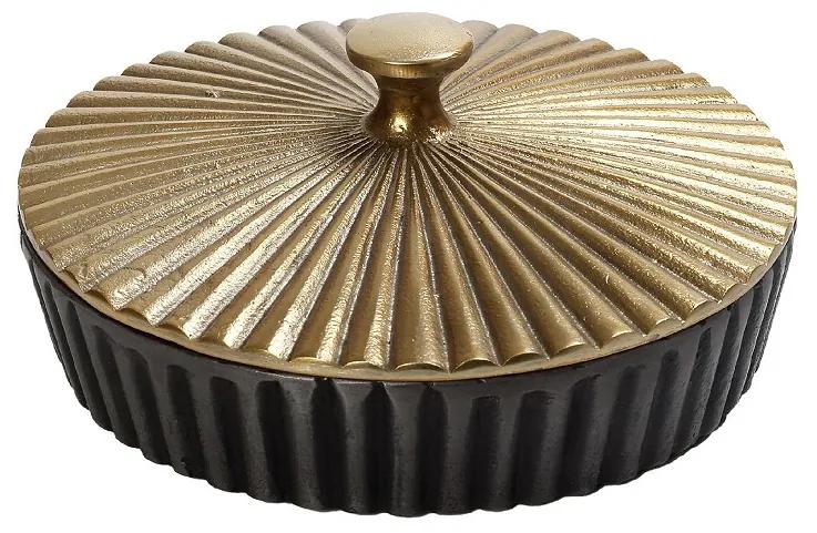 Διακοσμητικό Κουτί Με Καπάκι Αλουμινίου Γκρι-Χρυσό ESPIEL 20x8,5εκ. DEP127